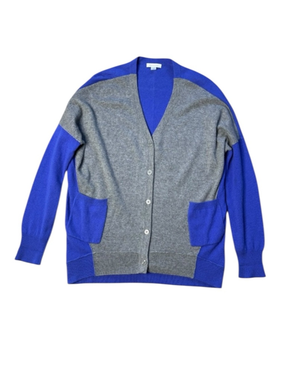 Garnet Hill Cashmere Seamed Color-block Cardigan size S